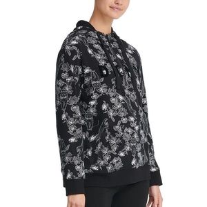 DKNY Sport Women's Sumatra Print Half Zip Active/Outer-wear Hoodie Black Size: L